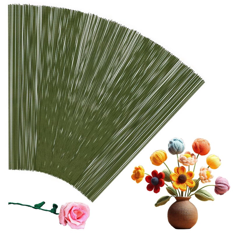 Coidea 300 PCS Floral Wire Stems, 22 Gauge 14 Inch Flexible Green Craft Floral Stems Flower Wire for DIY Artificial Flower Making, Wrapping and Floral Arrangements - Image 1